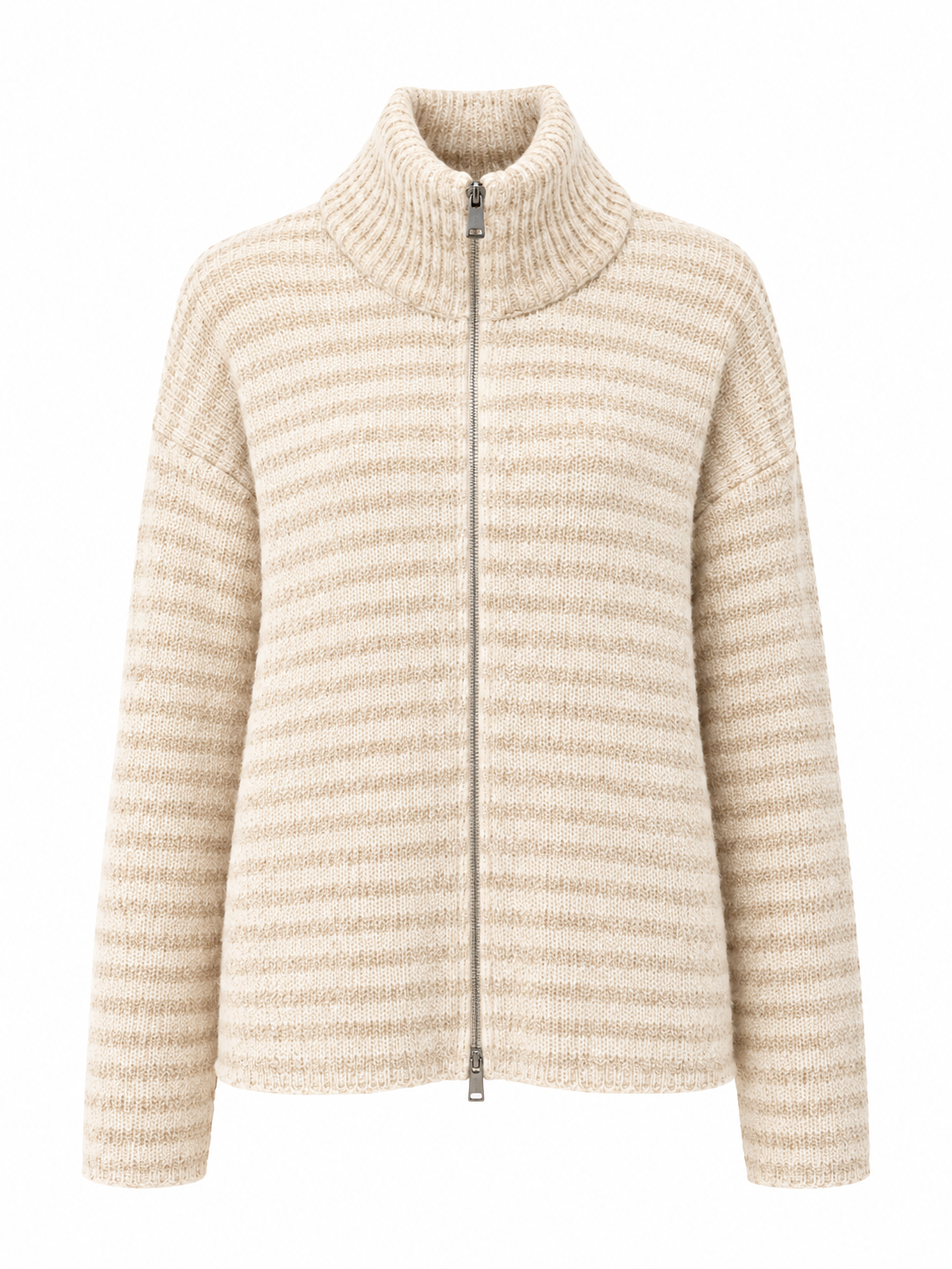 Beige Zip Cardigan